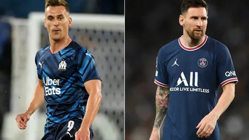 Arcadius Milik of Marseille (left) and Lionel Messi of PSG (right)