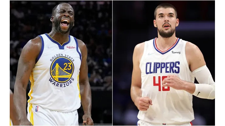 Draymond Green of the Golden State Warriors (left) and Ivica Zubac of the LA Clippers (right)