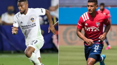 Samuel Grandsir of LA Galaxy (left) and Bryan Acosta of FC Dallas (right)
