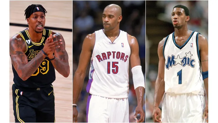 Dwight Howard (left), Vince Carter (c), and Tracy McGrady were left out of the NBA 75th anniversary list.
