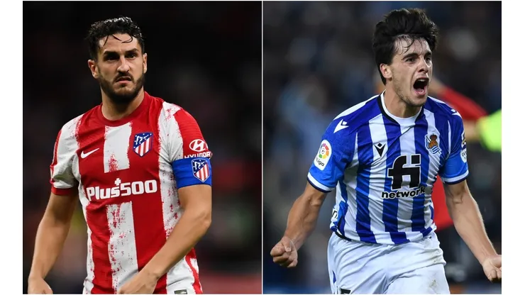 Koke of Atletico Madrid (left) and Julen Lobete of Real Sociedad (right)