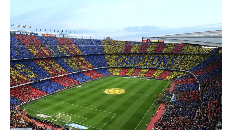 View of the Camp Nou during a matchday of La Liga between Barcelona and Real Madrid.