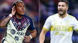 Roger Martinez of Club America (left) and Andre Pierre Gignac of Tigres (right))