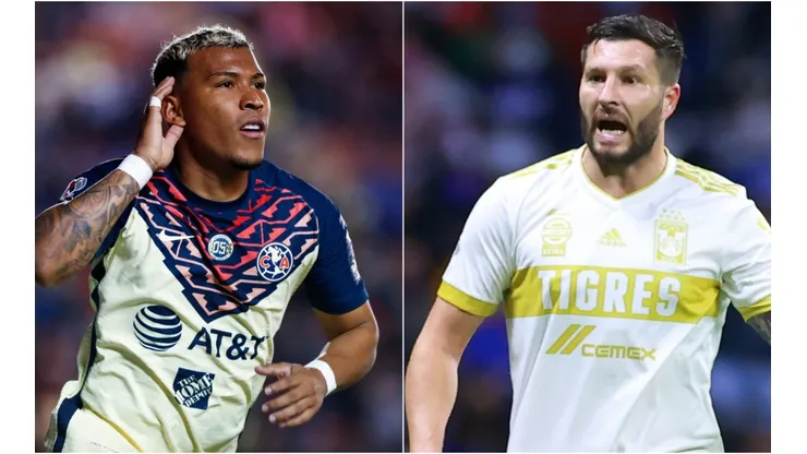 Roger Martinez of Club America (left) and Andre Pierre Gignac of Tigres (right))