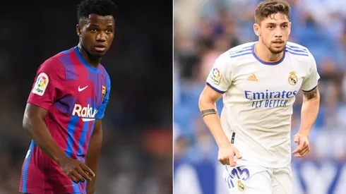 Ansu Fati of Barcelona (left) and Federico Valverde of Real Madrid.
