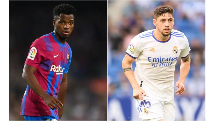 Ansu Fati of Barcelona (left) and Federico Valverde of Real Madrid.