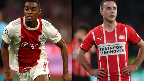 Ryan Gravenberch of Ajax (left) and Mario Gotze of PSV (right)