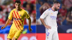 Pedri of FC Barcelona (left) and Dani Carvajal of Real Madrid