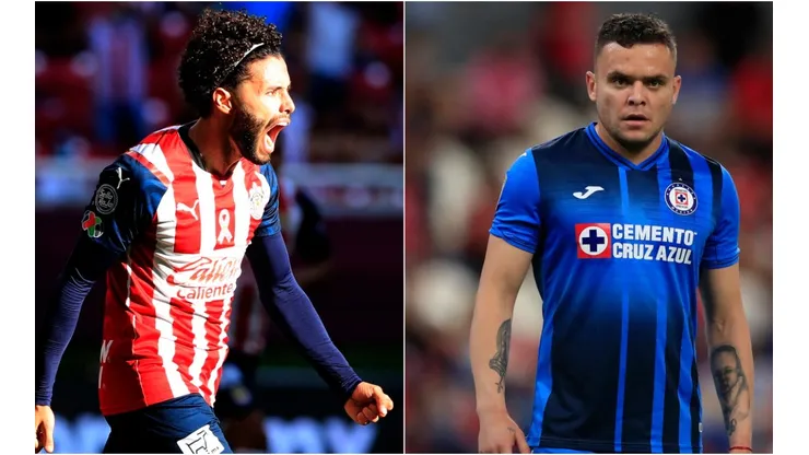César Huerta of Chivas (left) and Jonathan Rodríguez of Cruz Azul (right)