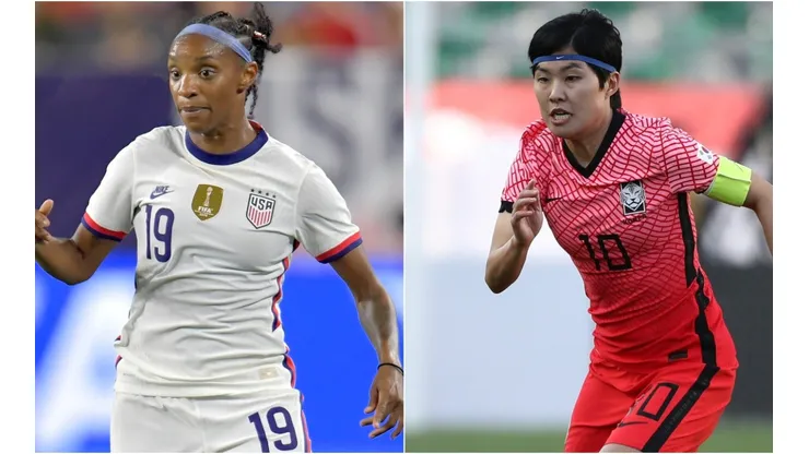 Ji So-Yun of South Korea (left) and Crystal Dunn of the United States (right)
