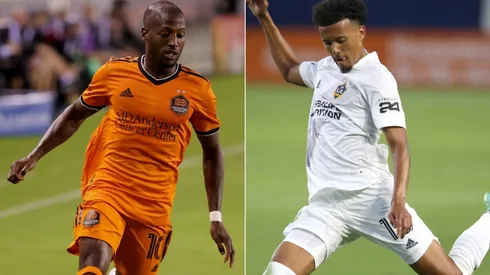 Fafa Picault of Houston Dynamo (left) and Niko Hamalainen of LA Galaxy