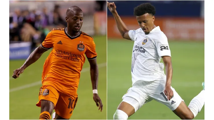 Fafa Picault of Houston Dynamo (left) and Niko Hamalainen of LA Galaxy