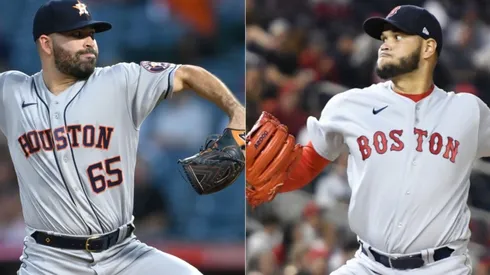 Probable Pitchers Jose Urquidy of the Houston Astros (left) and Eduardo Rodriguez of the Boston Red Sox