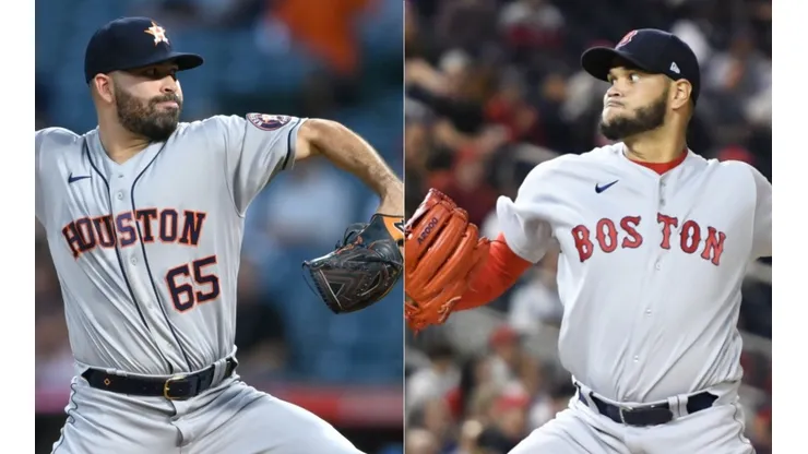 Probable Pitchers Jose Urquidy of the Houston Astros (left) and Eduardo Rodriguez of the Boston Red Sox