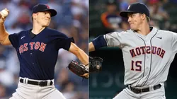 Nick Pivetta of the Red Sox (left) and Zack Greinke of the Astros