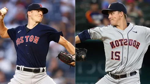Nick Pivetta of the Red Sox (left) and Zack Greinke of the Astros