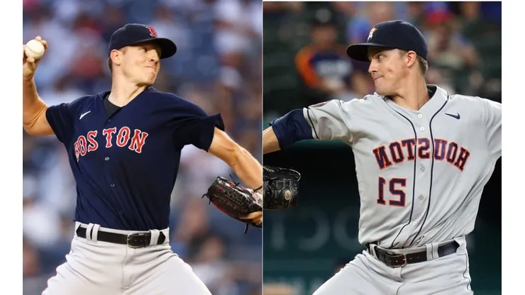 Nick Pivetta of the Red Sox (left) and Zack Greinke of the Astros
