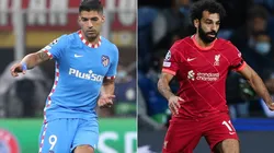 Luis Suarez of Atletico Madrid (left) and Mohamed Salah