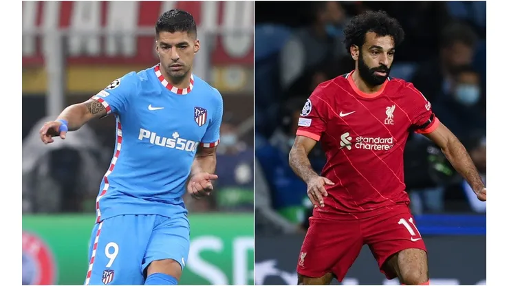 Luis Suarez of Atletico Madrid (left) and Mohamed Salah