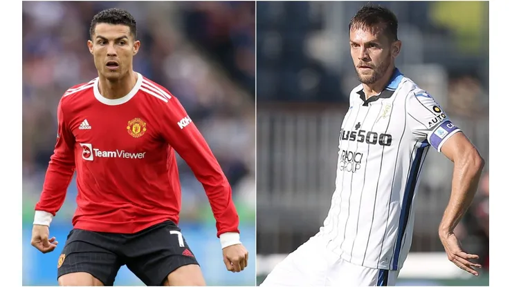 Cristiano Ronaldo of Manchester United (left) and Rafael Toloi of Atalanta