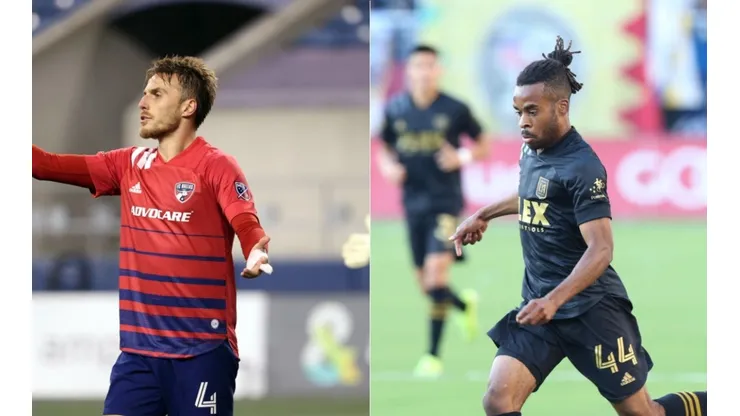 Bressan of FC Dallas (left) and Raheem Edwards of LAFC