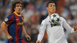 Carles Puyol and Cristiano Ronaldo during a Champions League game between Barcelona and Real Madrid in 2011.