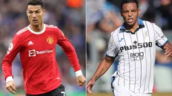 Cristiano Ronaldo of Manchester United (left) and Luis Muriel of Atalanta.