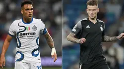 Lautaro Martinez of Inter (left) and Sebastien Thill of Sheriff