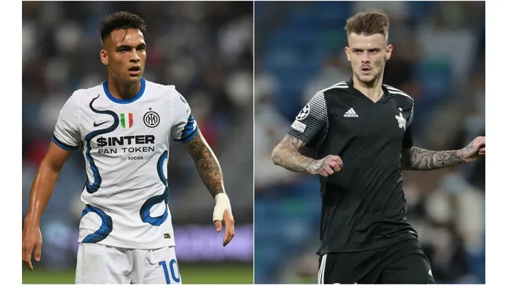Lautaro Martinez of Inter (left) and Sebastien Thill of Sheriff