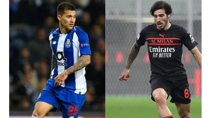 Otavio of FC Porto (left) and Sandro Tonali of AC Milan