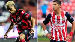 Lucas Rodriguez of Tijuana (left) and Angel Saldivar of Chivas.