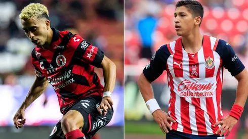 Lucas Rodriguez of Tijuana (left) and Angel Saldivar of Chivas.