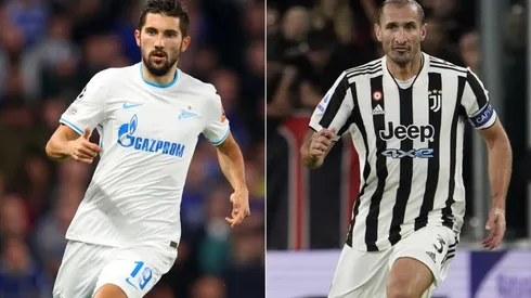 Aleksey Sutormin of Zenit Saint Petersburg (left) and Giorgio Chiellini of Juventus