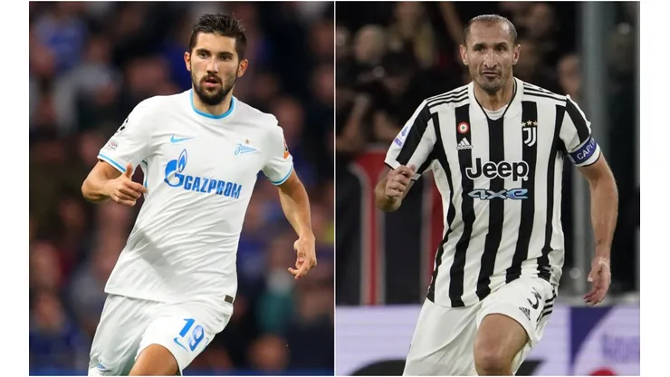 Aleksey Sutormin of Zenit Saint Petersburg (left) and Giorgio Chiellini of Juventus