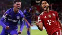 Amine Adli of Bayern Leverkusen (left) and Serge Gnabry of Bayern (right)