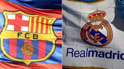 Barcelona flag (left) and Real Madrid flag (right)