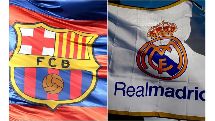 Barcelona flag (left) and Real Madrid flag (right)