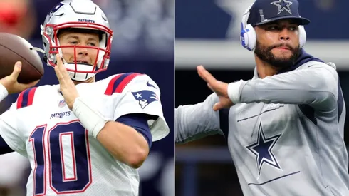 Mac Jones of the Patriots (left) and Dak Prescott of the Cowboys