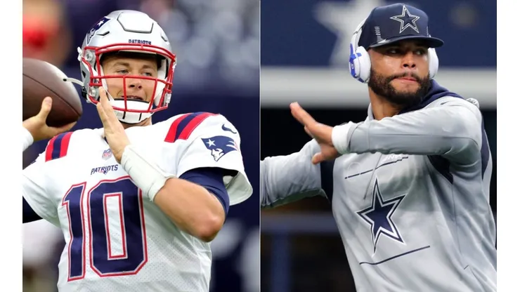 Mac Jones of the Patriots (left) and Dak Prescott of the Cowboys