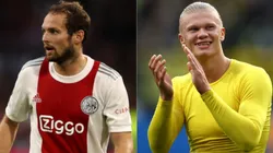 Daley Blind of the Ajax (left) and Haaland of Borussia Dortmund
