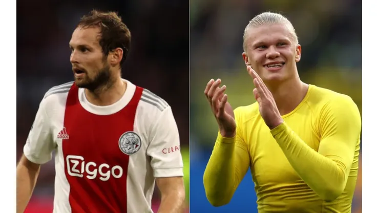 Daley Blind of the Ajax (left) and Haaland of Borussia Dortmund