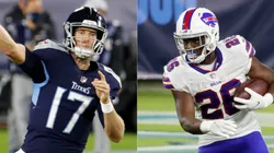 Ryan Tannehill of the Titans (left) and Singletary of the Bills