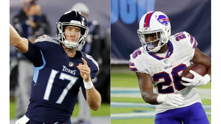 Ryan Tannehill of the Titans (left) and Singletary of the Bills