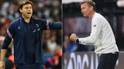 Mauricio Pochettino of PSG (left) and Jesse Marsch of RB Leipzig
