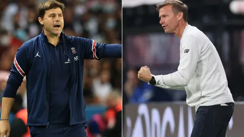 Mauricio Pochettino of PSG (left) and Jesse Marsch of RB Leipzig