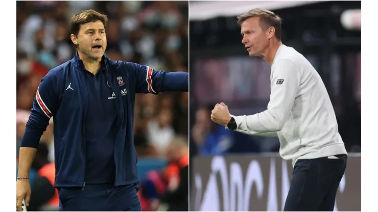 Mauricio Pochettino of PSG (left) and Jesse Marsch of RB Leipzig