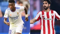 Vinicius of Real Madrid (right) and Raul Garcia of Athletic Club (right)