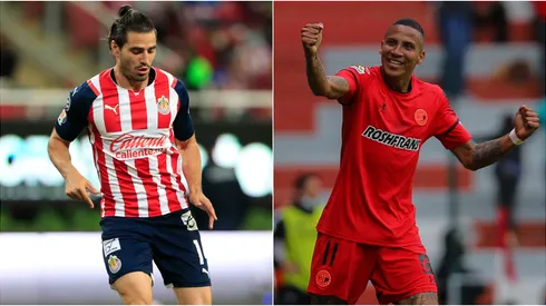 Antonio Briseño of Chivas (left) and Diego Chavez of Toluca