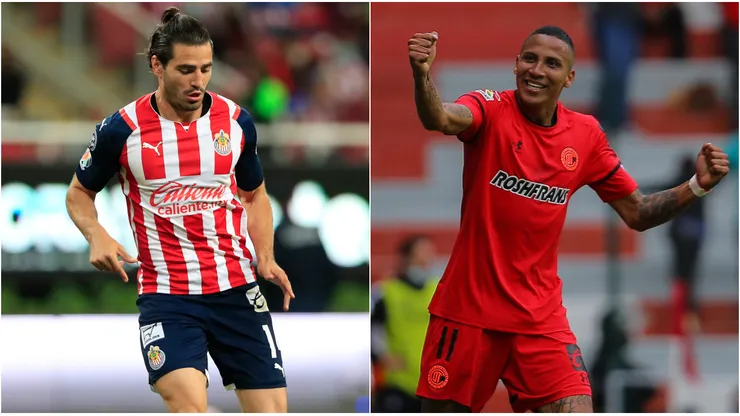 Antonio Briseño of Chivas (left) and Diego Chavez of Toluca