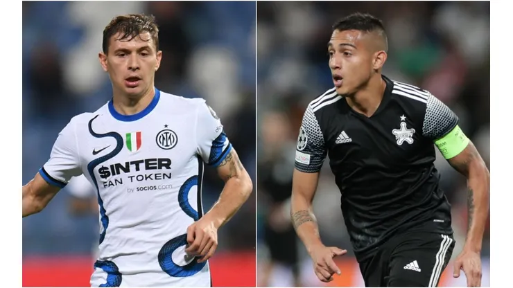 Nicolo Barella of Inter Milan (left) and Frank Castaneda of Sheriff